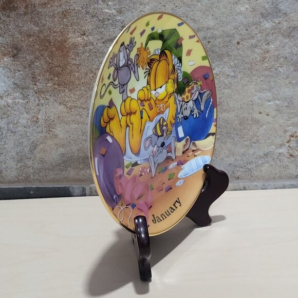 Garfield Calendar January Plate Jim Davis Plate No A 1444 Danbury Mint - Picture 10 of 14